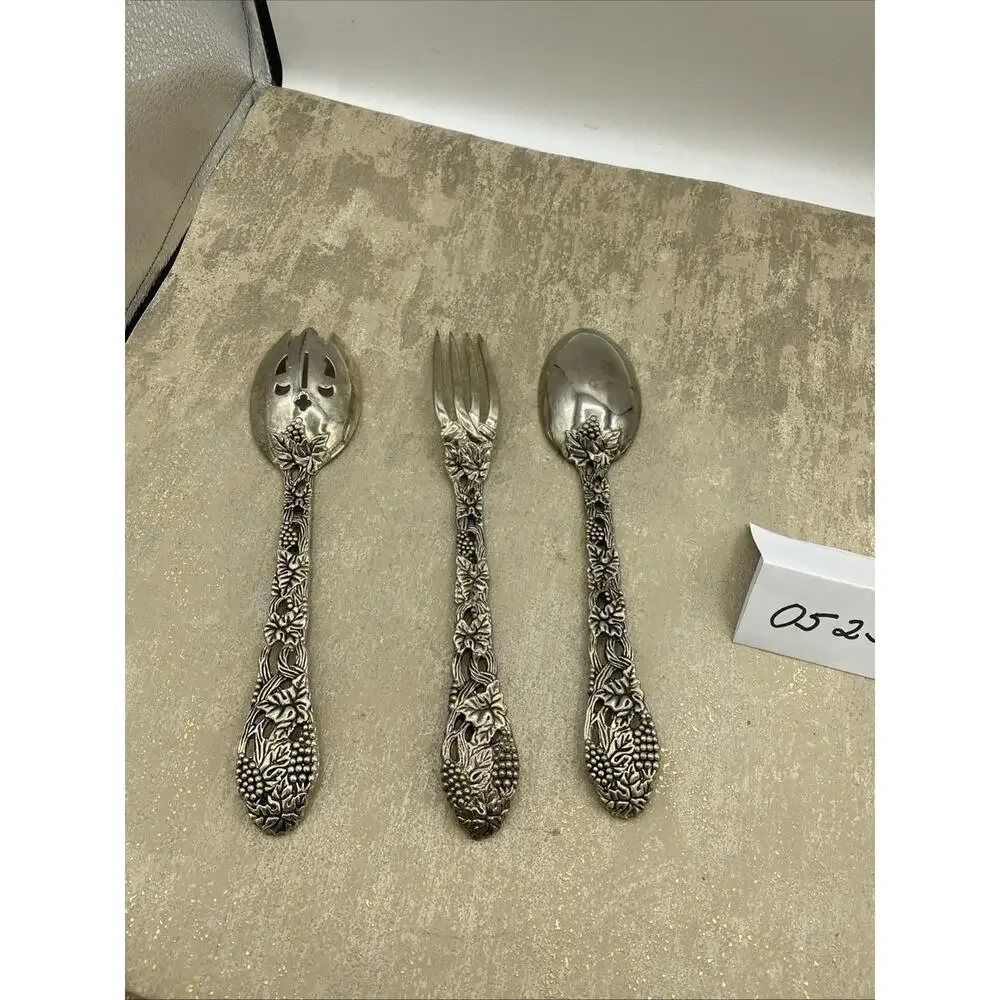 Godinger Made for Neiman Marcus, Grapevine Silver Plated 3 Piece Serving Set 9”